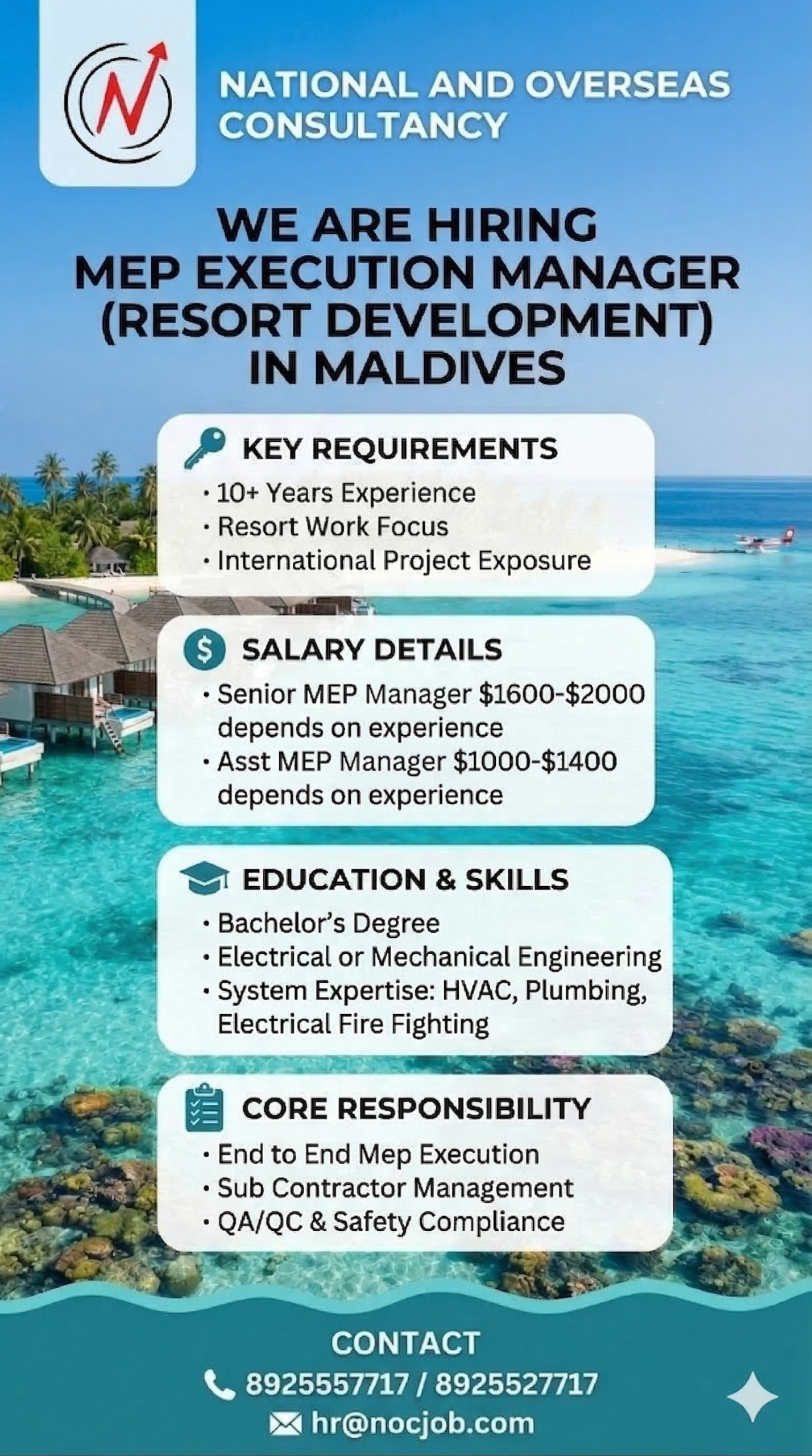 MEP Execution Managers (Resort Development) in the Maldives