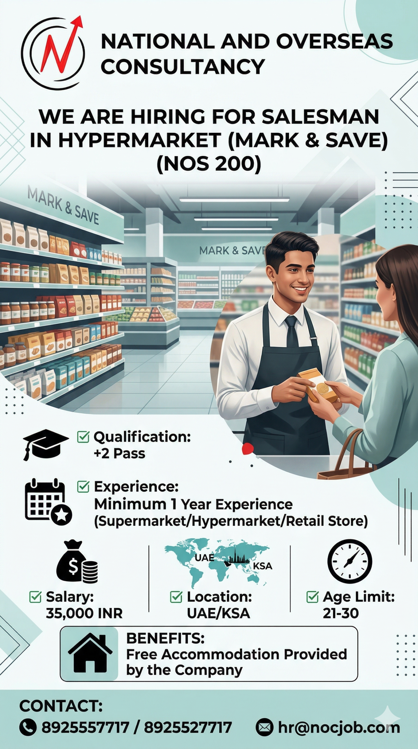 Job Advertisement for Salesmen in UAE/KSA Hypermarkets