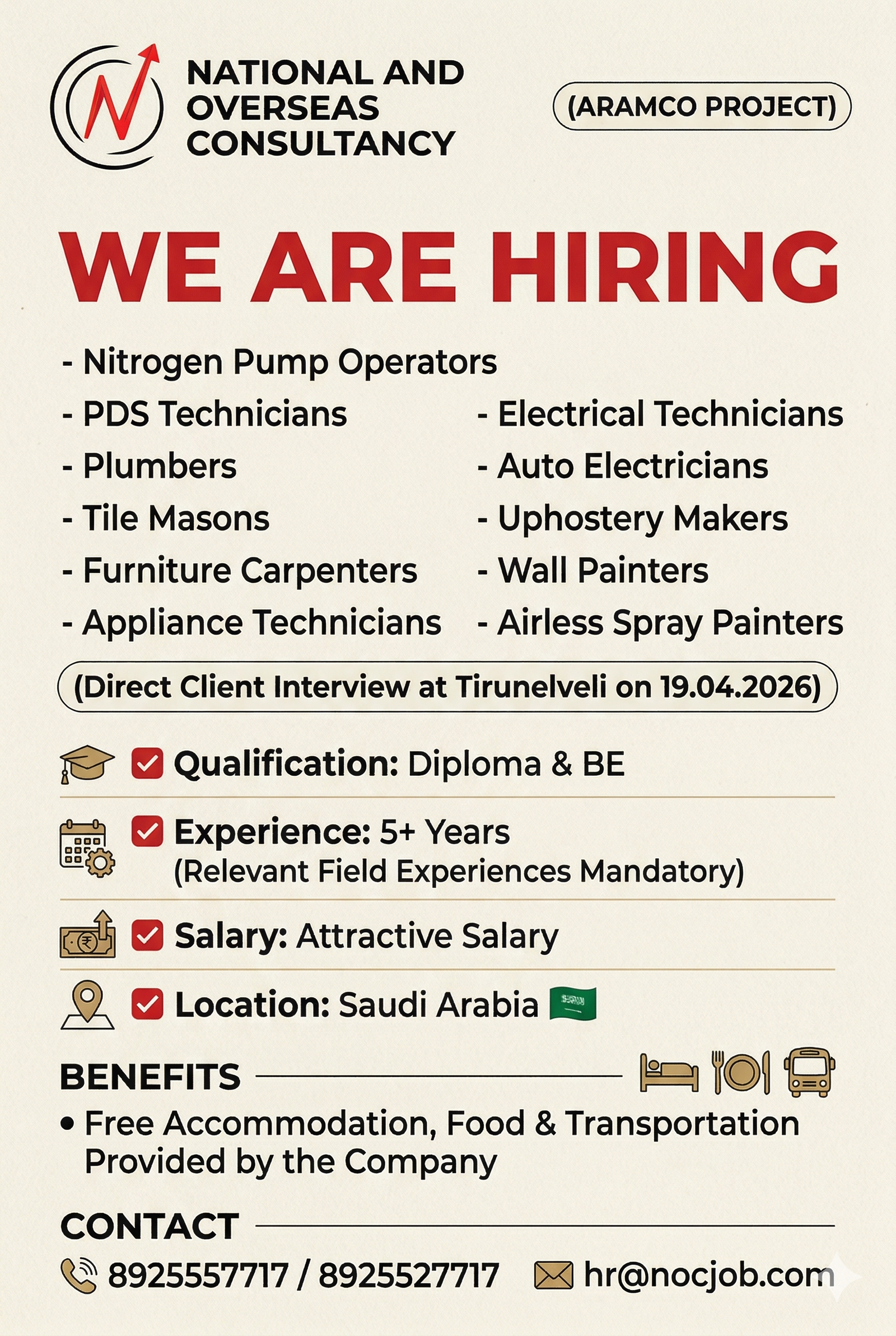 Skilled Technical & Trade Personnel (Aramco Project)