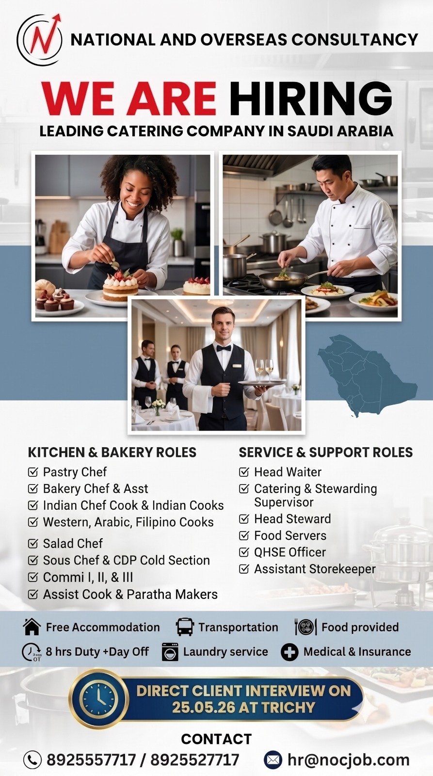 Multiple Kitchen, Bakery, and Service Roles for a Leading Catering Company in Saudi Arabia
