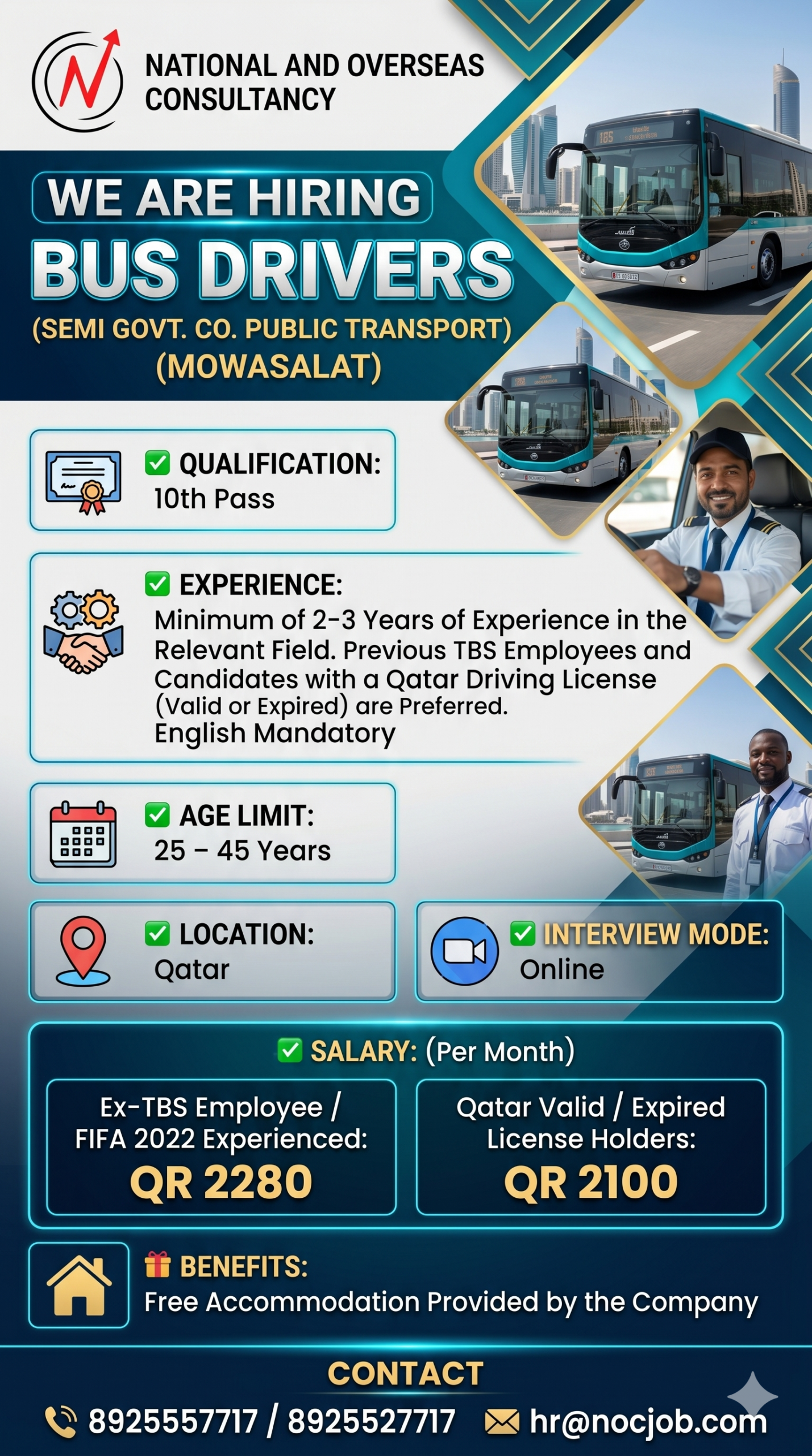 we are hiring Bus Driver (Semi-Government Company Public Transport – Mowasalat)