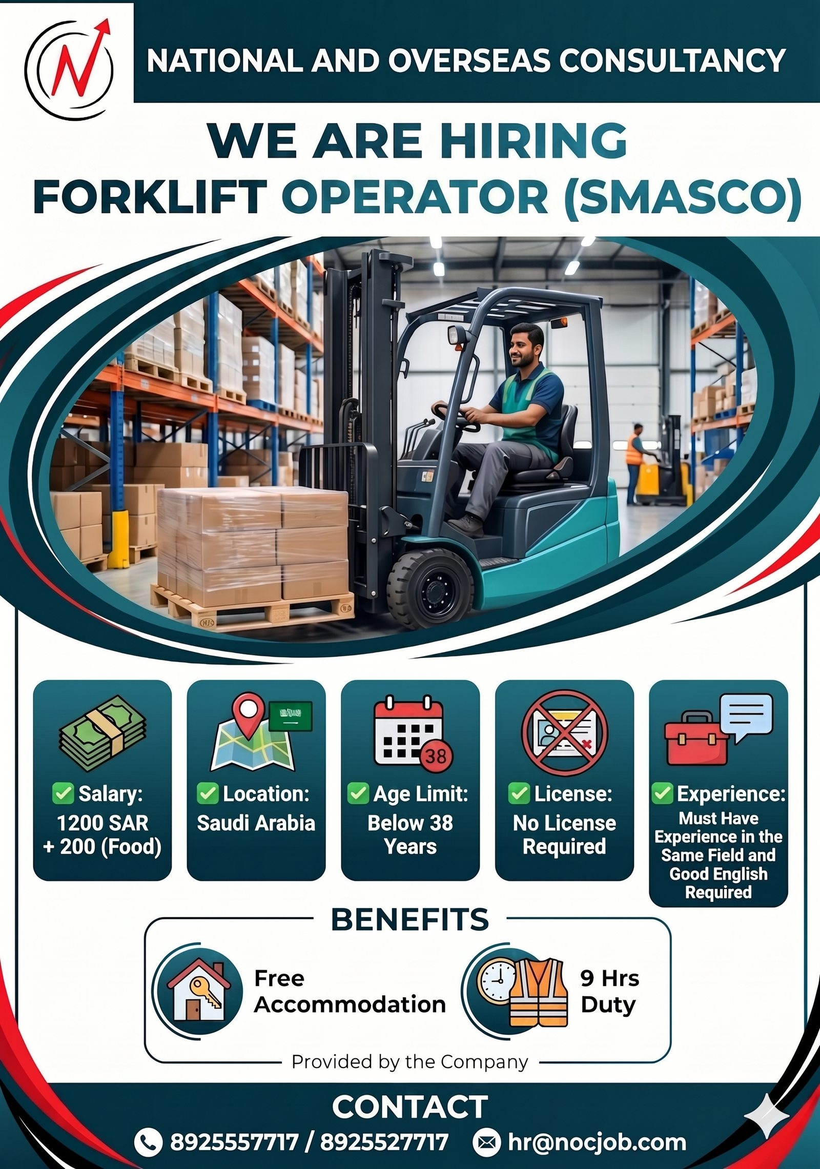 we are hiring Forklift Operator (SMASCO)