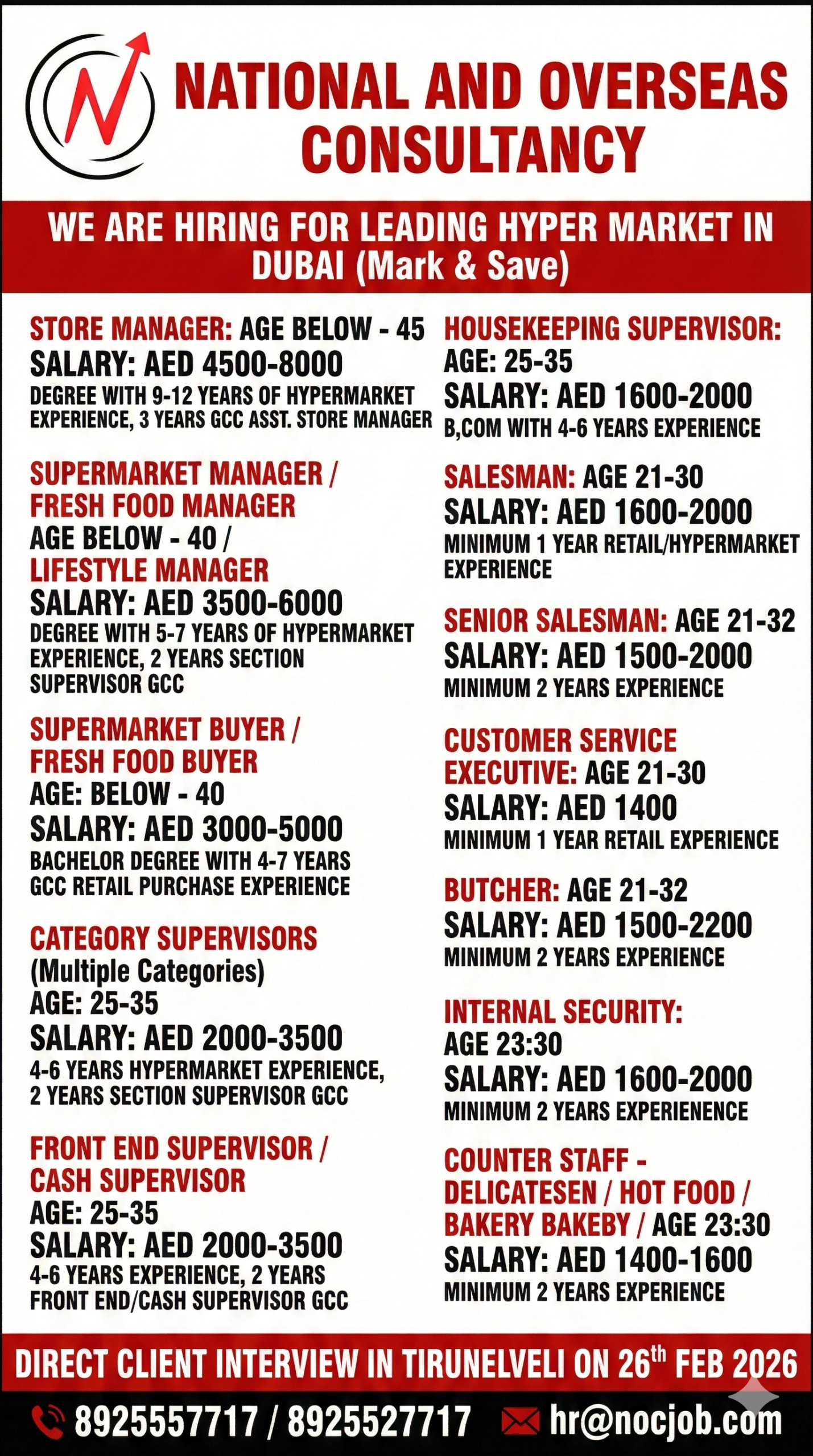 Hypermarket Recruitment Drive (Mark & Save, Dubai)