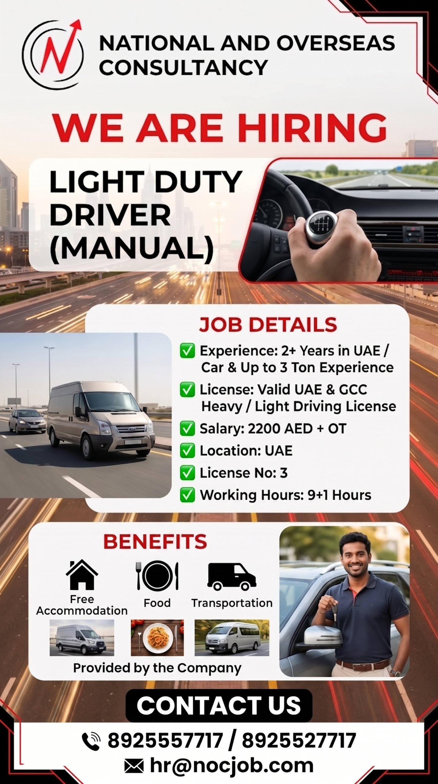 We are hiring Light Duty Driver (Manual)