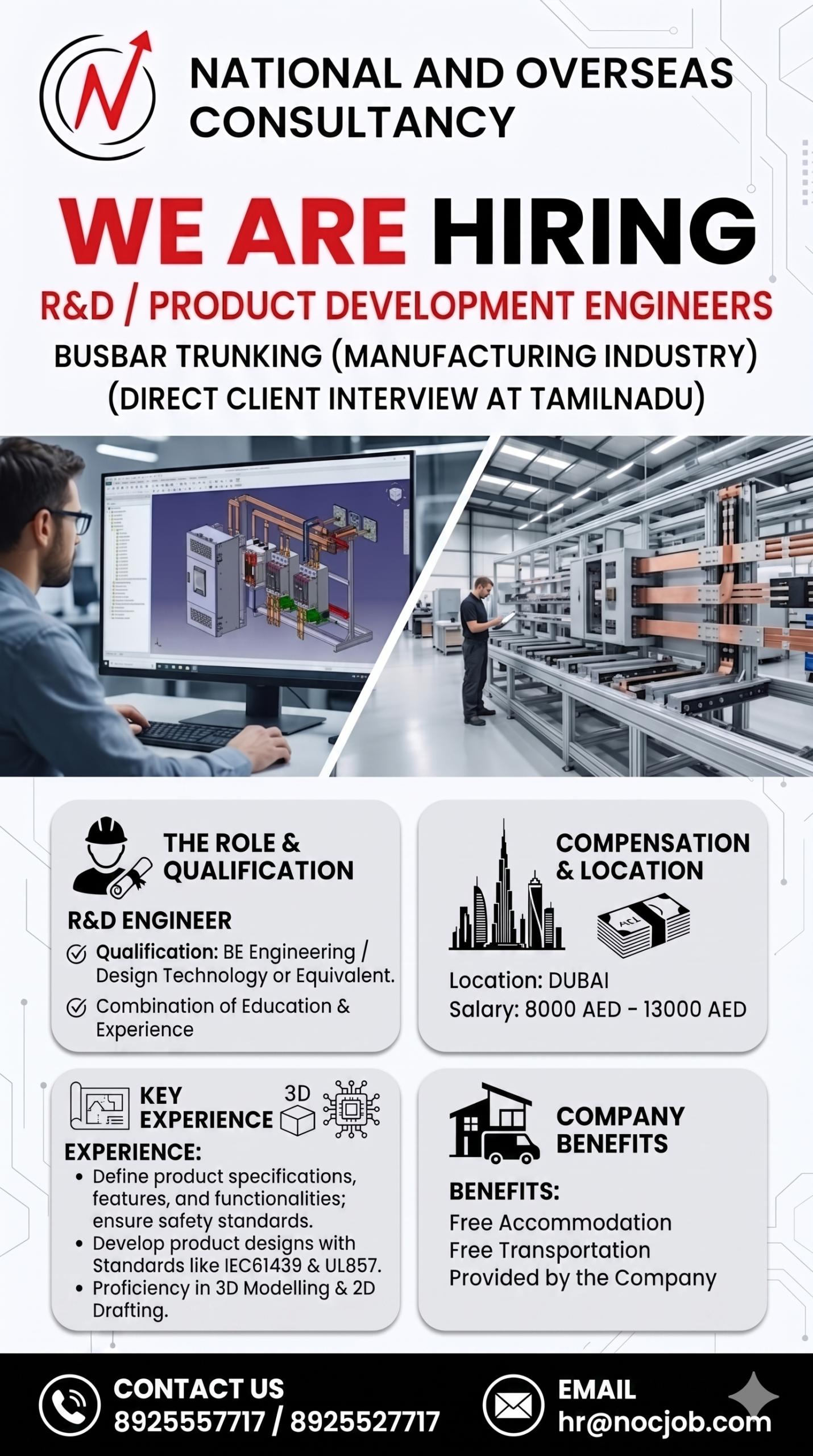 we are hiring R&D / Product Development Engineers – Busbar Trunking (Manufacturing Industry)