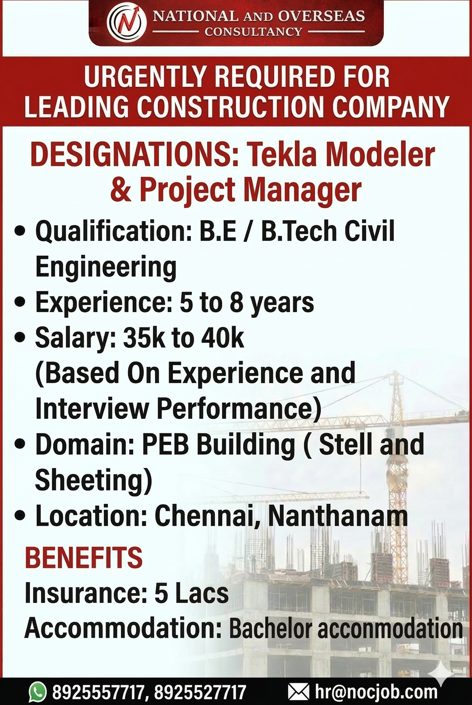 we are hiring Tekla Modeler & Project Manager